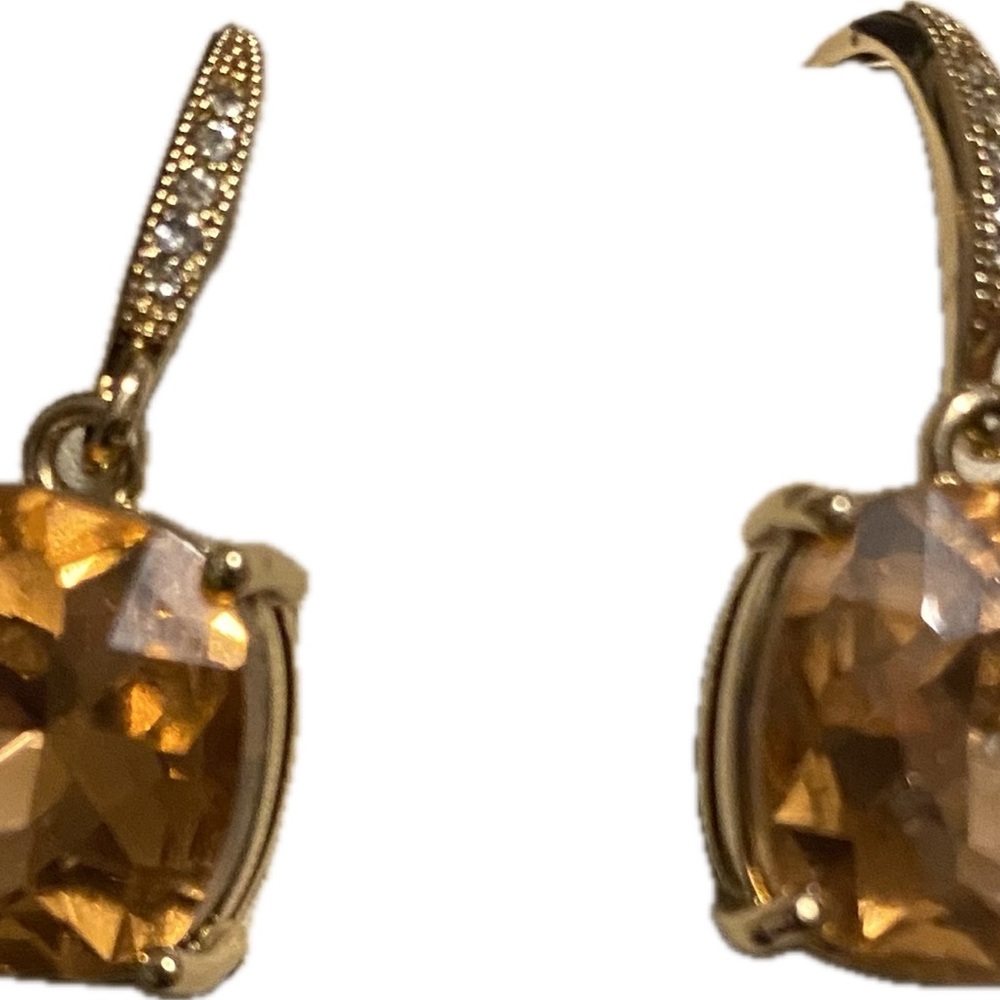 Tahari -Sophisticated Earrings with Amber Costume Crystal.